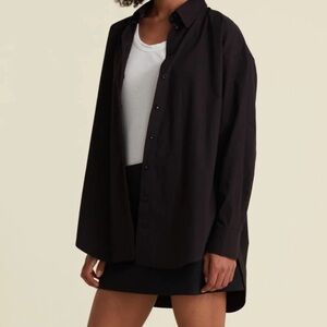 FOR DAYS Organic Cotton Poplin Oversized Button Down Collared Blouse Top L